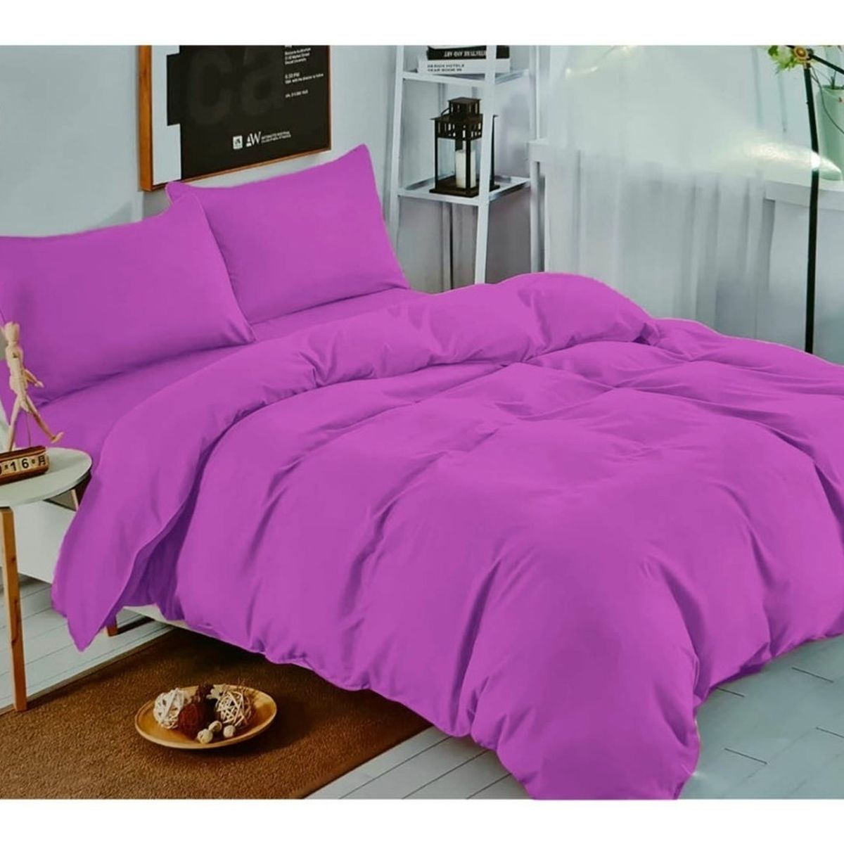 GENERICO - Juego De Sabanas Unicolor Morado 2.0 Plazas (Queen) 144 Hilos