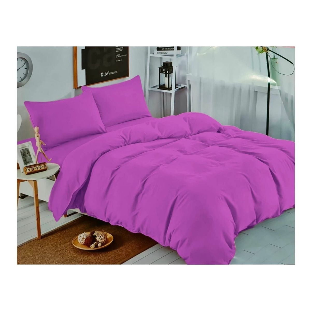 GENERICO - Juego De Sabanas Unicolor Morado 2.0 Plazas (Queen) 144 Hilos