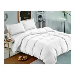 GENERICO - Juego De Sabanas Unicolor Blancas 1.5 Plazas 144 Hilos