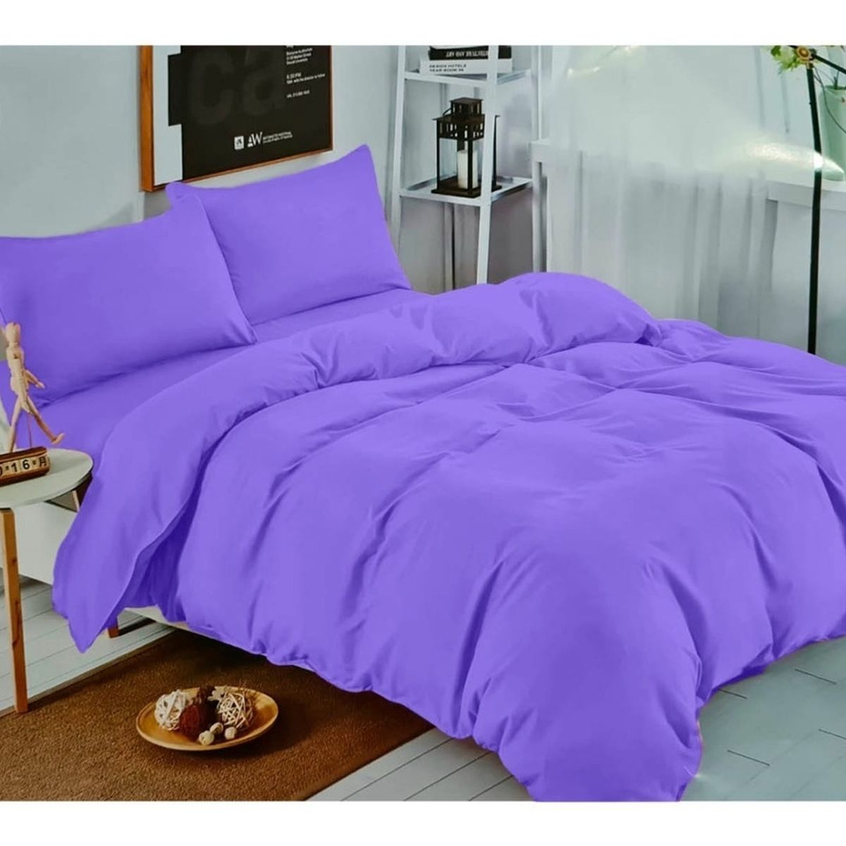 GENERICO - Juego De Sabanas Unicolor Lila 2.0 Plazas (Queen) 144 Hilos