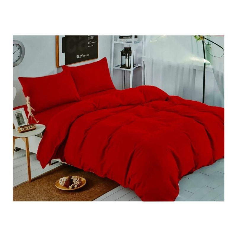 GENERICO - Juego De Sabanas Unicolor Burdeo 2.0 Plazas (Queen) 144 Hilos
