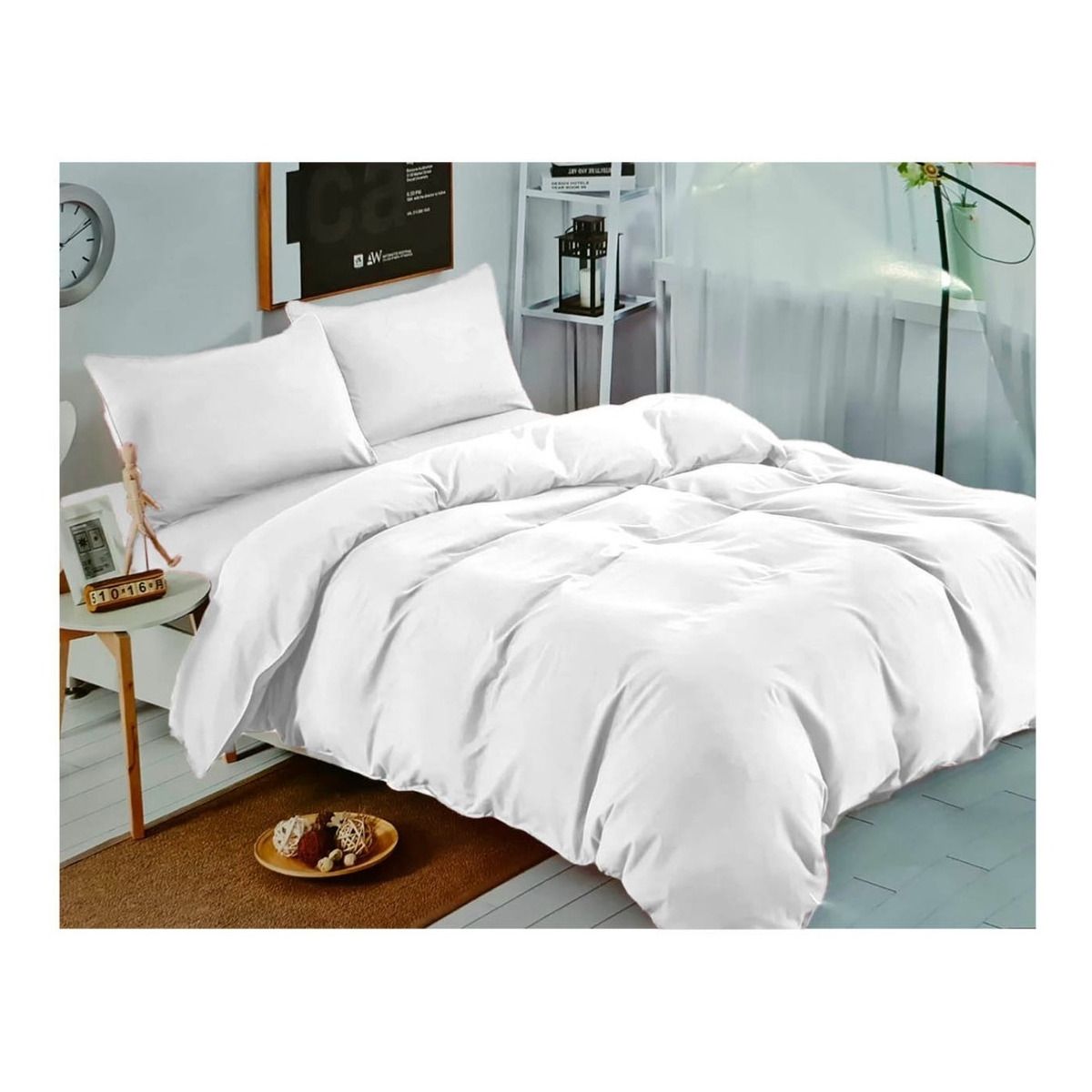 GENERICO - Juego De Sabanas Unicolor Blancas 2.0 Plazas (Queen) 144 Hilos