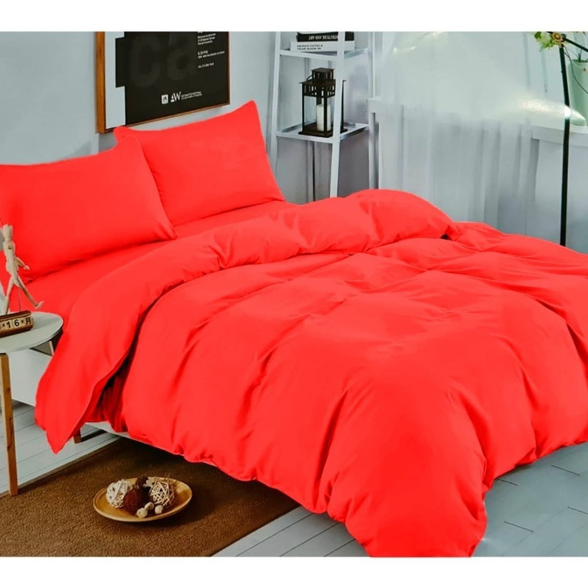 GENERICO - Juego De Sabanas Unicolor Rojo 2.5 Plazas (King) 144 Hilos