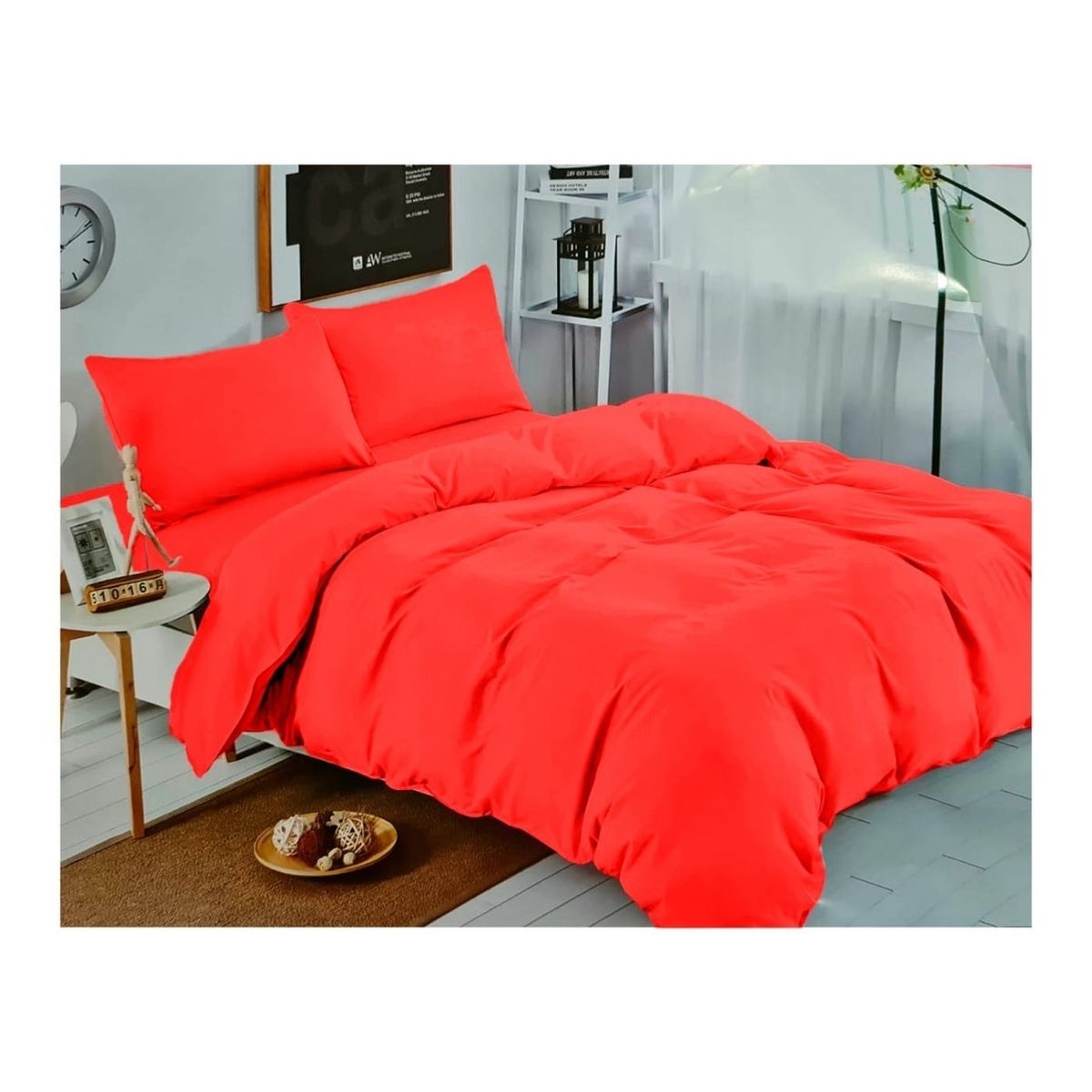 GENERICO - Juego De Sabanas Unicolor Rojo 2.5 Plazas (King) 144 Hilos