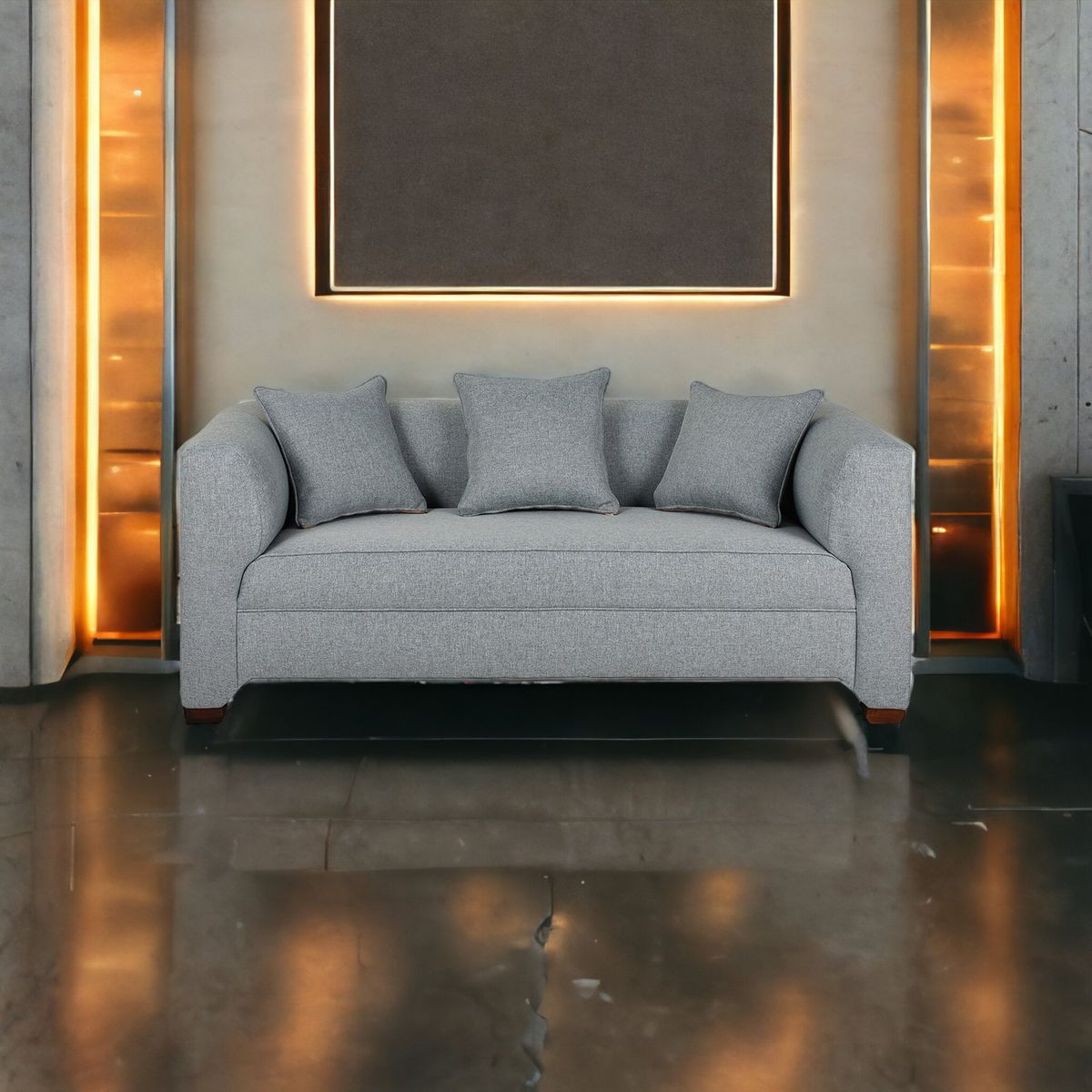 MUEBLES AMERICA - Sofá Metropolitan 3 Cuerpos Lino Gris.