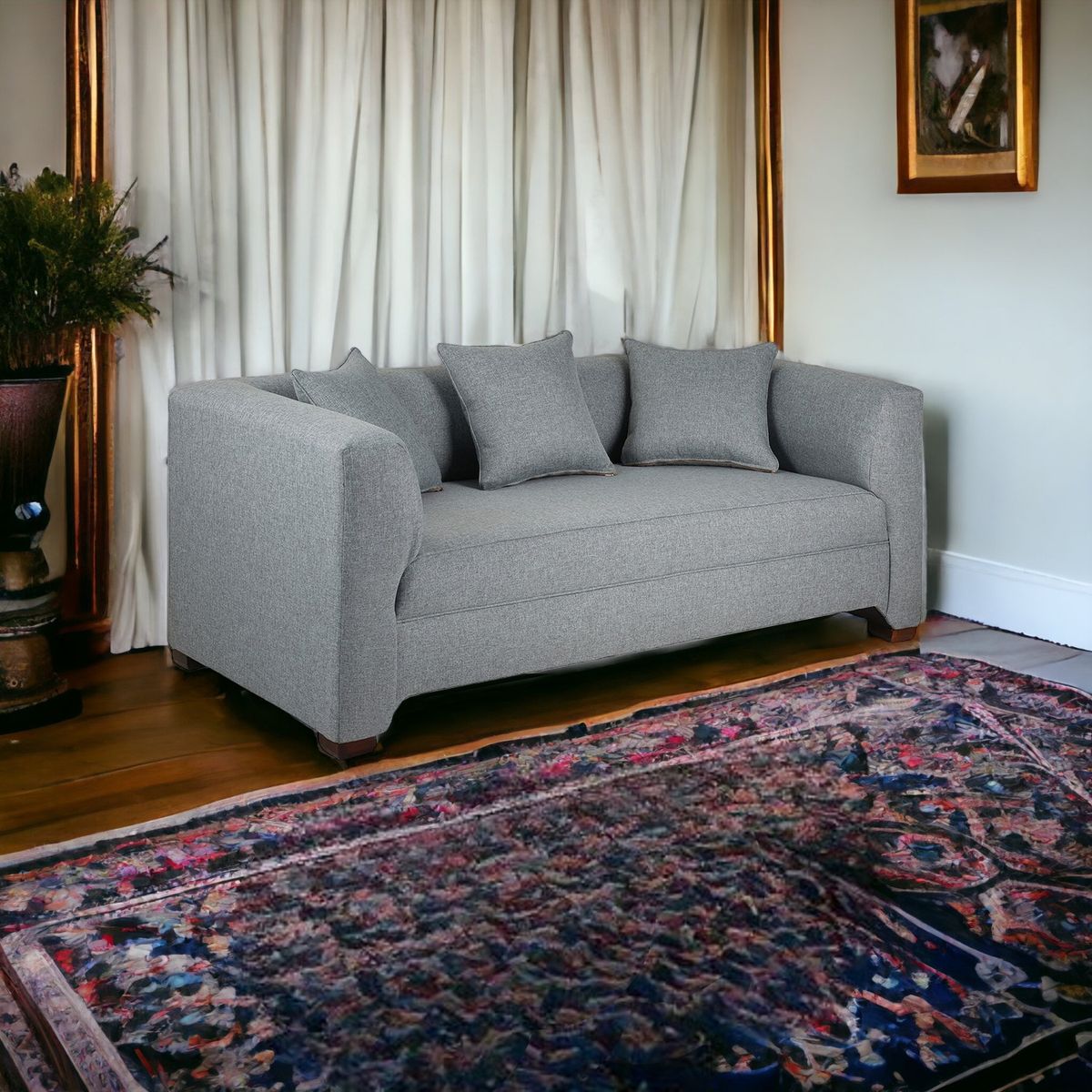 MUEBLES AMERICA - Sofá Metropolitan 3 Cuerpos Lino Gris.