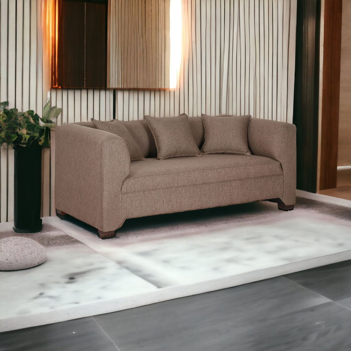 MUEBLES AMERICA - Sofá Metropolitan 3 Cuerpos Lino Café