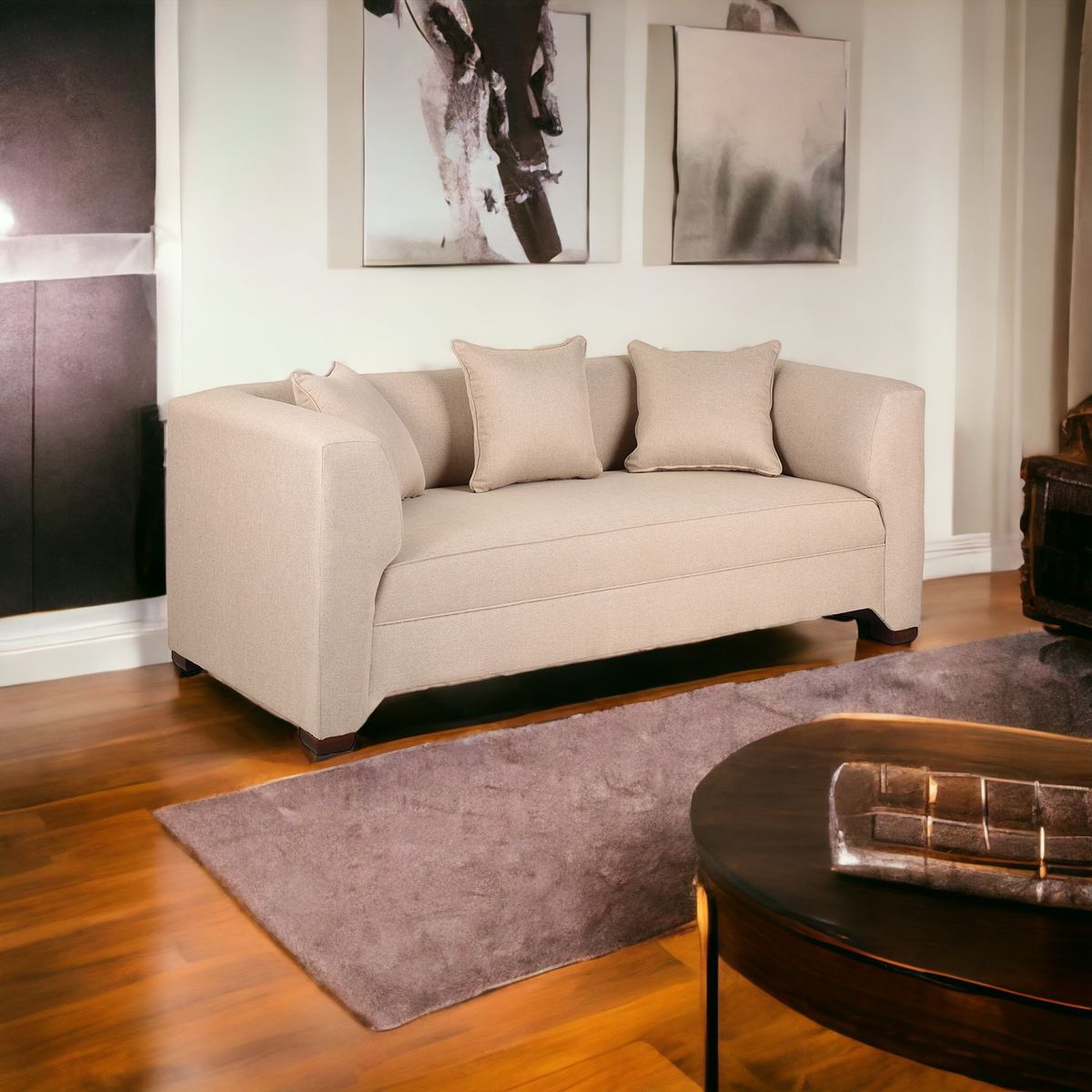 MUEBLES AMERICA - Sofá Metropolitan 3 Cuerpos Lino Beige