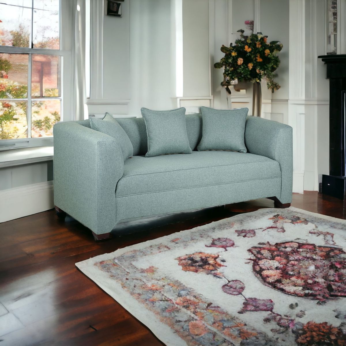 MUEBLES AMERICA - Sofá Metropolitan 3 Cuerpos Lino Verde Agua