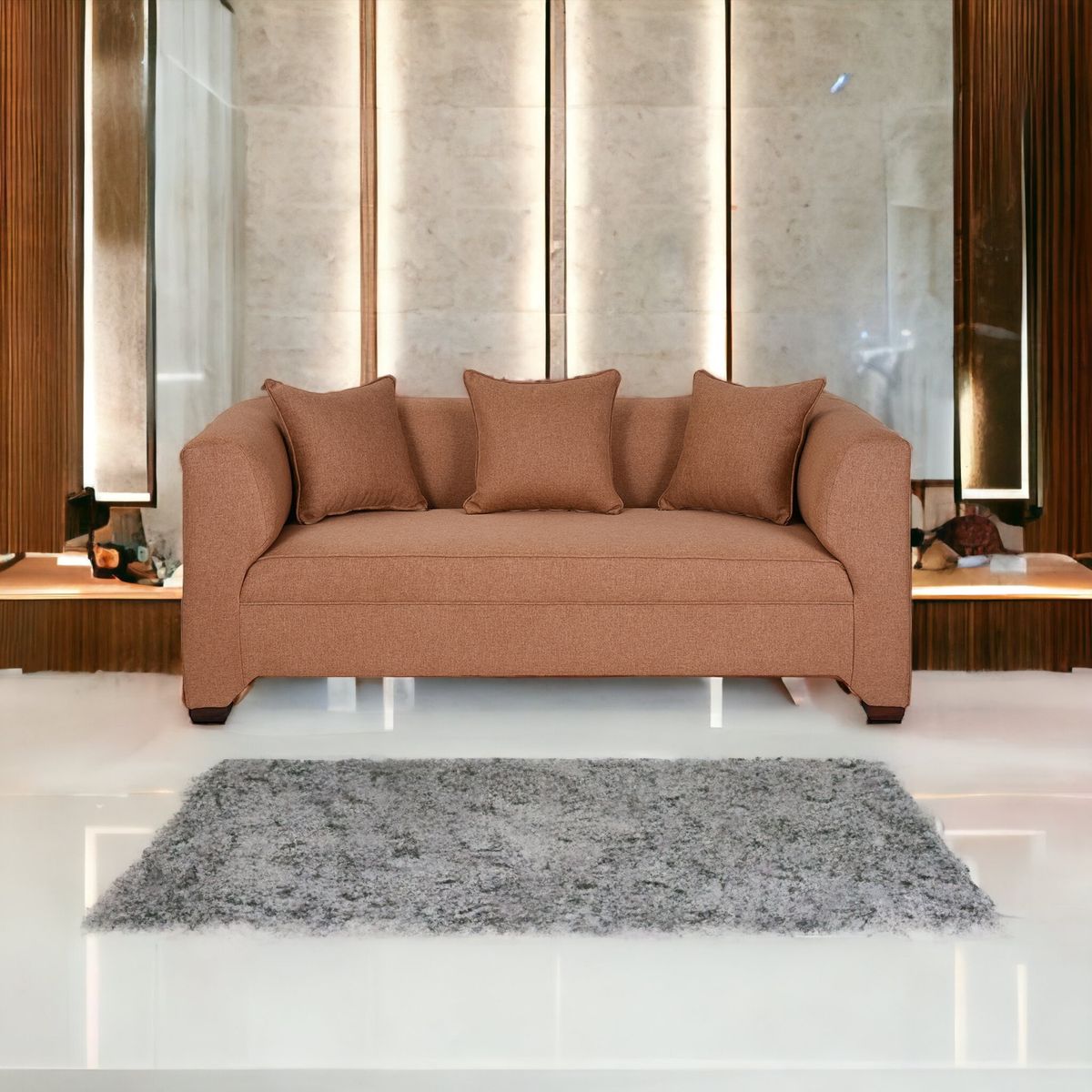 MUEBLES AMERICA - Sofá Metropolitan 3 Cuerpos Lino Mostaza