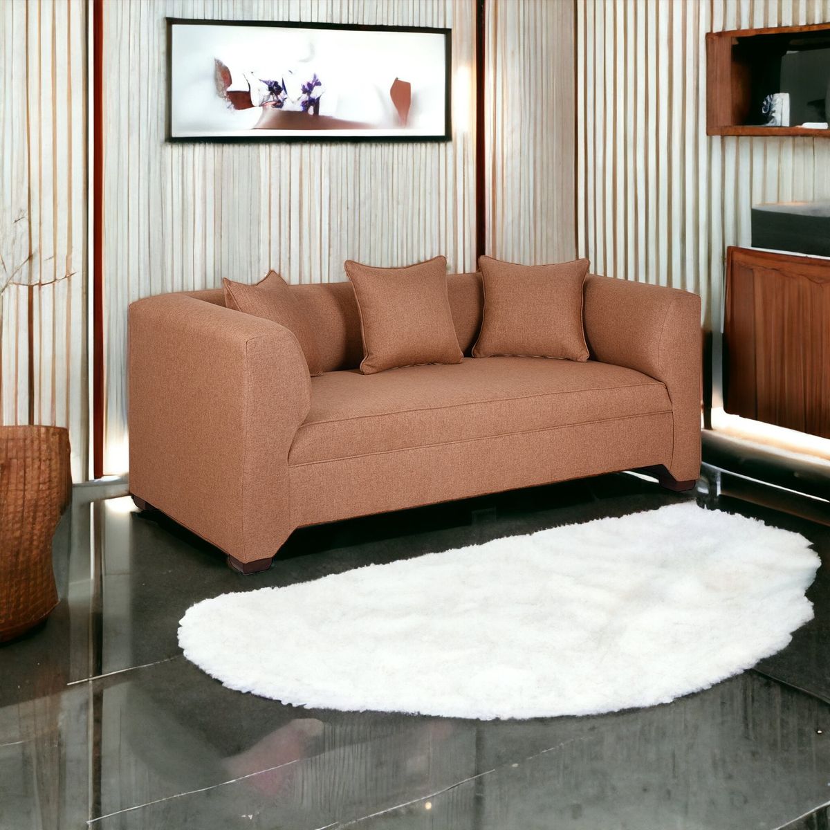 MUEBLES AMERICA - Sofá Metropolitan 3 Cuerpos Lino Mostaza