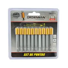 GENERICO - Juego 10 Puntas Phillips Hexagonal Magnetico Crownman