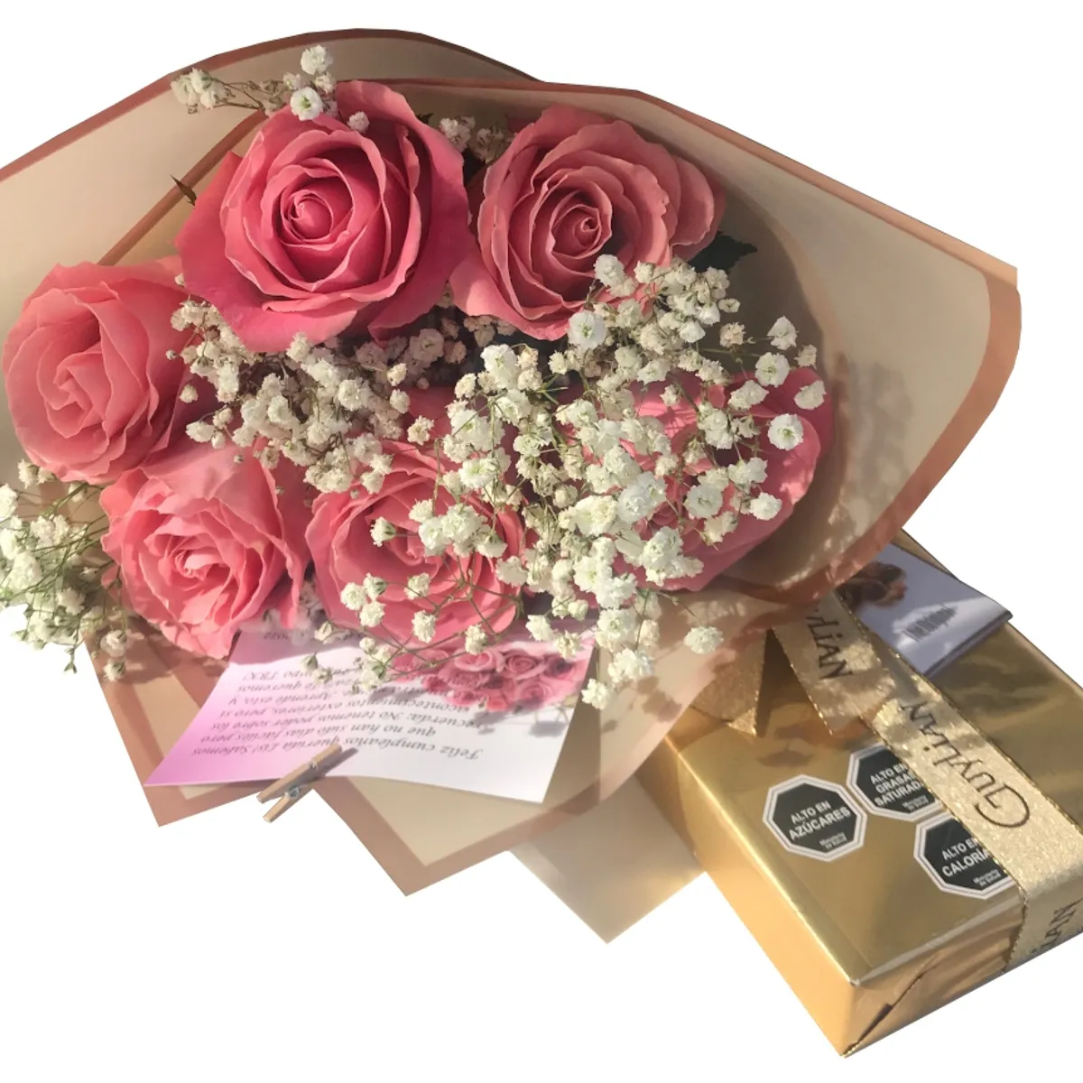 GENERICO - Ramo 6 Rosas y Bombones (Flores Naturales)