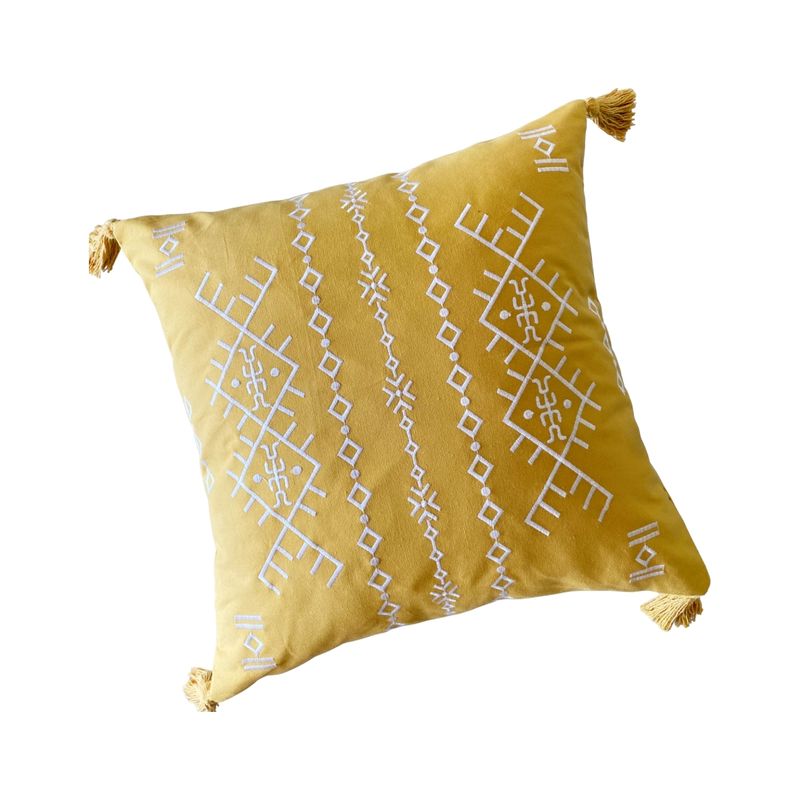 MANDIRHOME - Funda de Cojín Boho Monterrey Mostaza Cuadrado