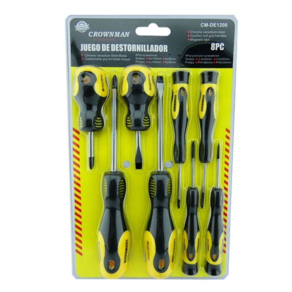 GENERICO - Kit Set Juego Destornilladores 8 Piezas Crownman