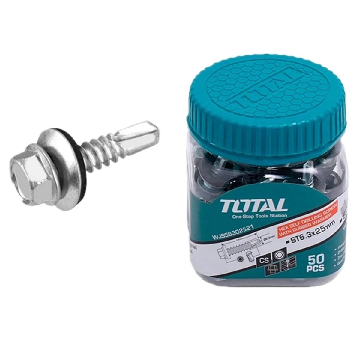 TOTAL TOOLS - Tornillo Autoperforante C/golilla De 6.3 X 25mm 50 Und Total