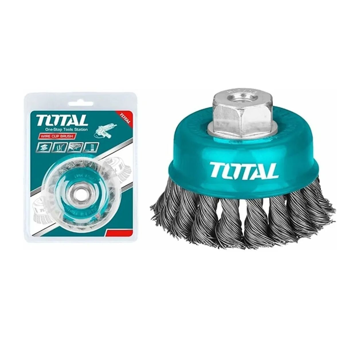 TOTAL TOOLS - Escobilla De Copa Trenzada Torcida 125mm Esmeril