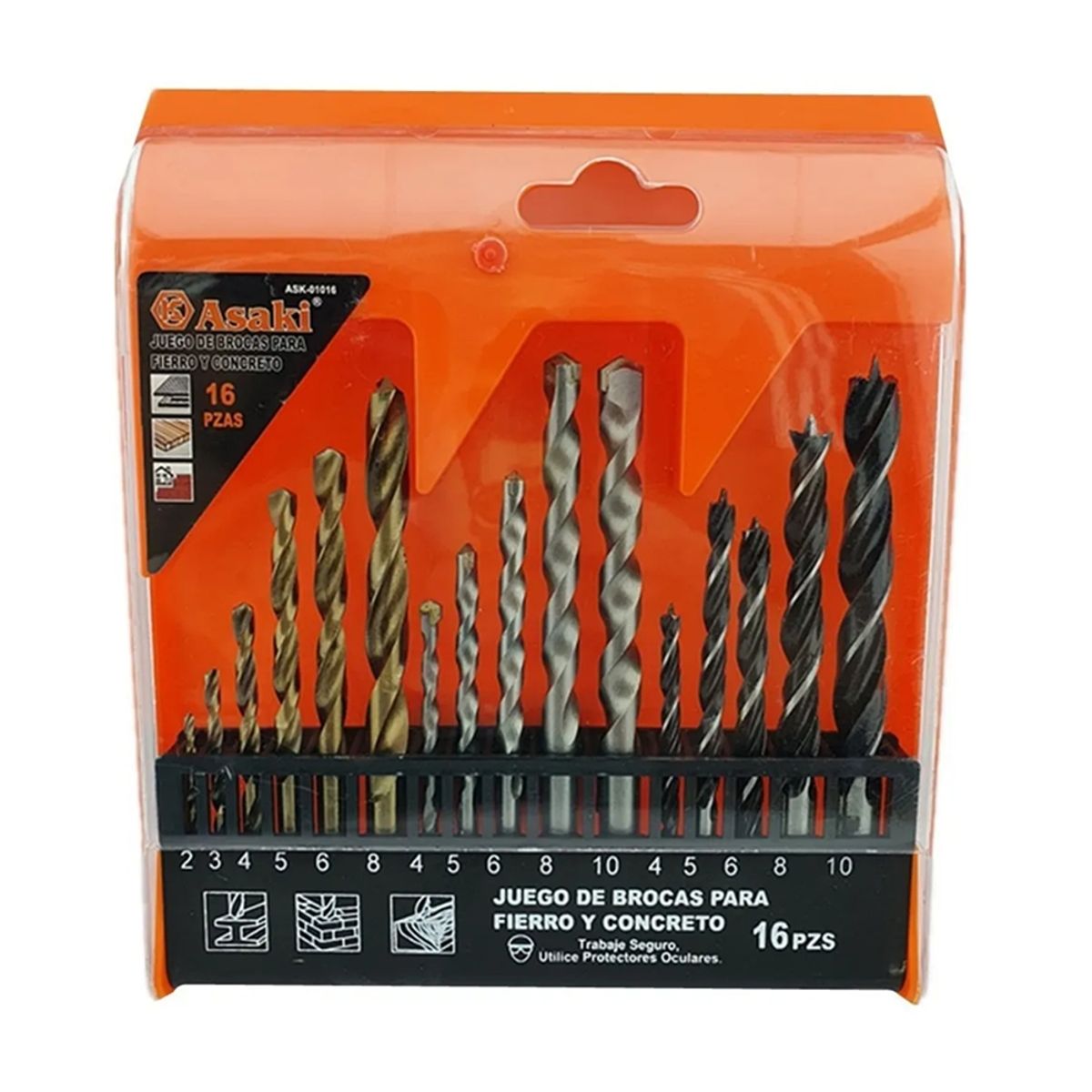 GENERICO - Juego De Brocas Para Madera Cemento Metal 16 Piezas Asaki