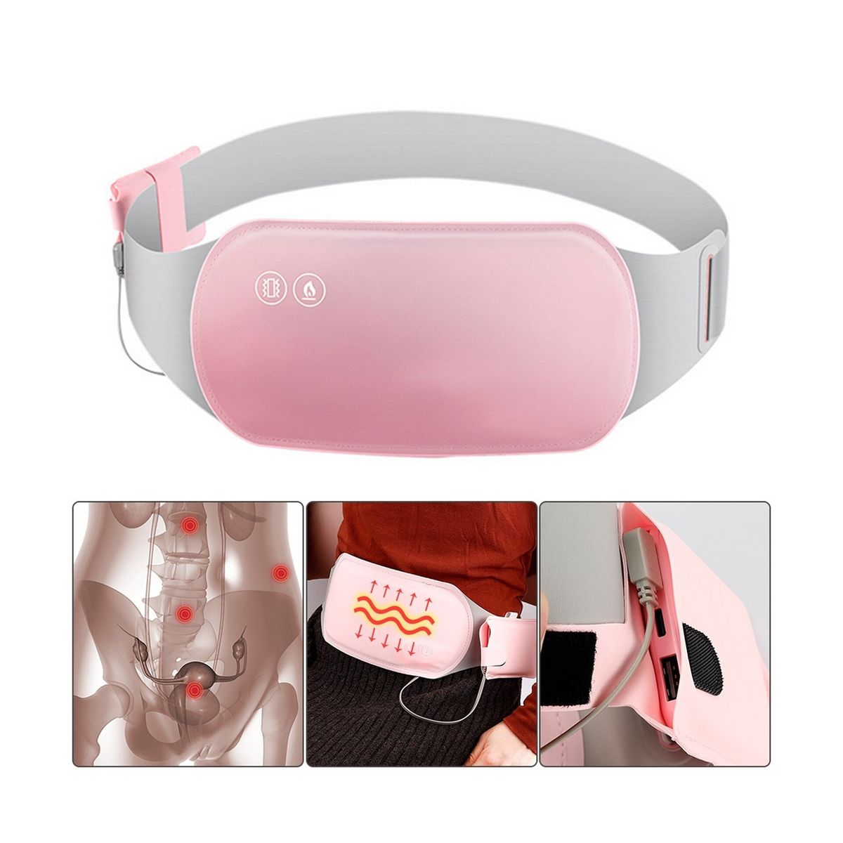 GENERICO - Cinturón Calefacción Regulada Masaje Alivio Menstrual Dolor