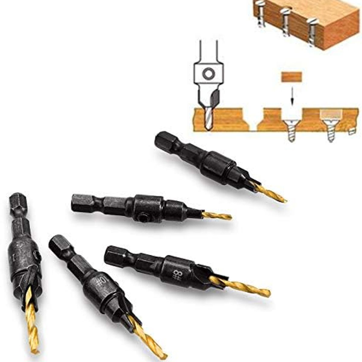 AIZO - Broca Piloto Avellanador 5 /6 /8 /10 /12mm +llave Allen