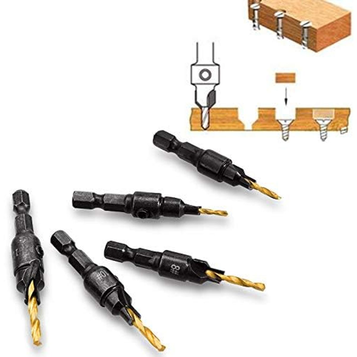 AIZO - Broca Piloto Avellanador 5 /6 /8 /10 /12mm +llave Allen