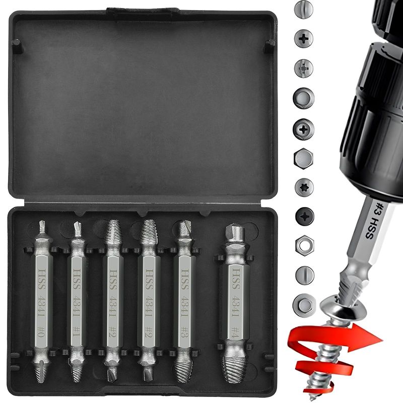 AIZO - Plata Brocas Extractoras Removedor Tornillos Pernos Rodados 6 Pcs