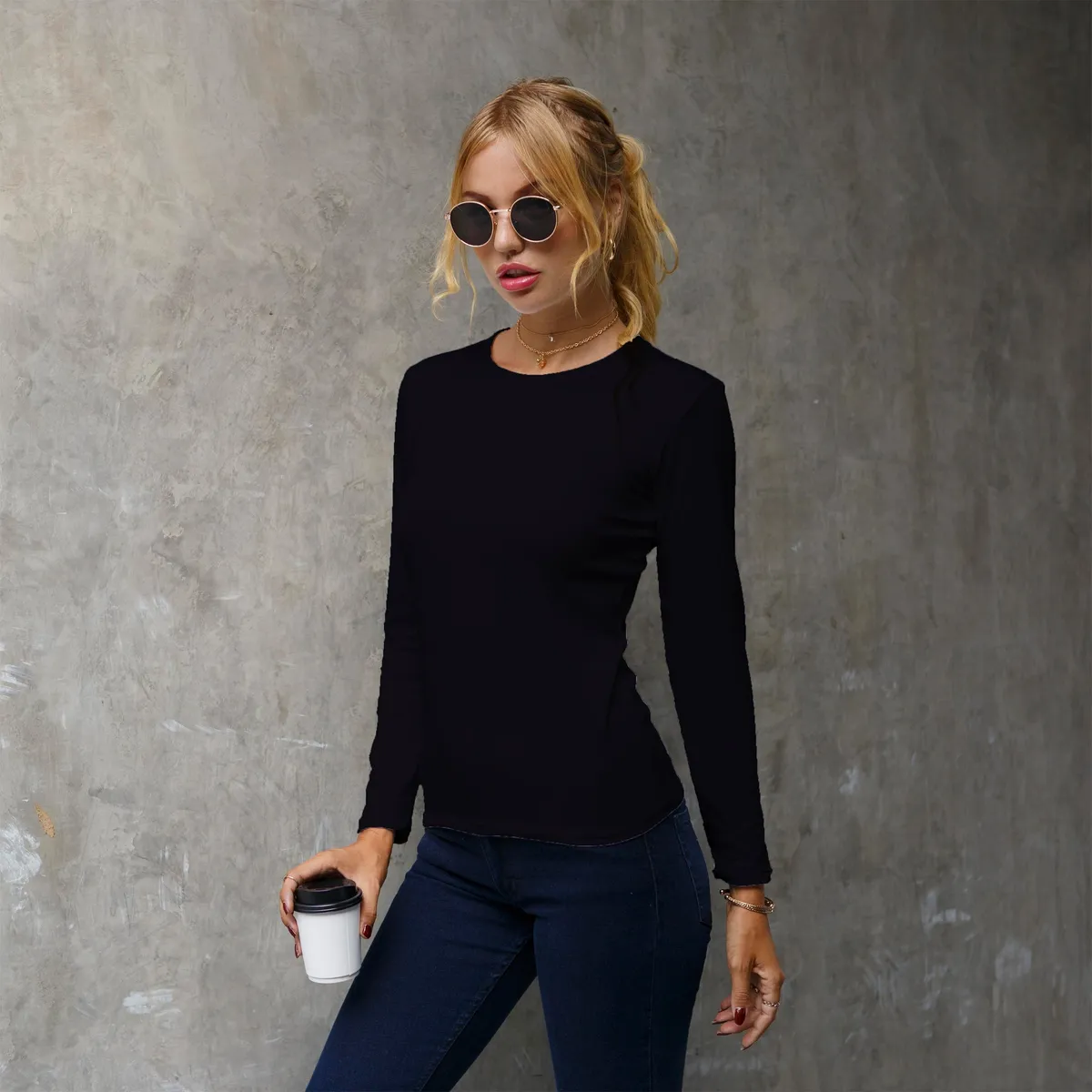 SHANDIAN - Polera manga larga mujer