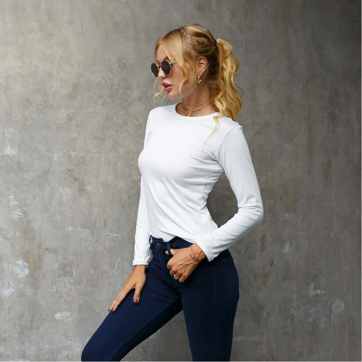 SHANDIAN - Polera manga larga mujer