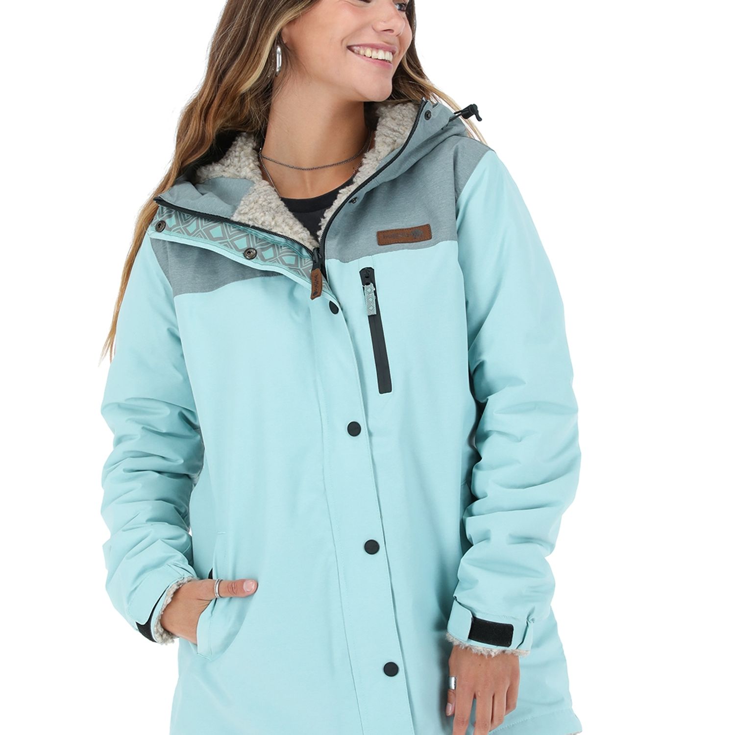 BUFFALO CHILE Parka Impermeable Camaleon Celeste - Lana Jaspeado