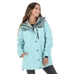 BUFFALO CHILE - Parka Impermeable Camaleon Celeste - Lana Jaspeado Mujer