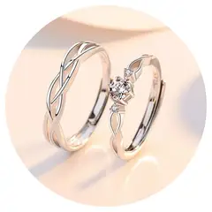 ZG JOYAS - Anillos Plata Esterlina 925 Ajustables Pareja Eterno Entrelazado
