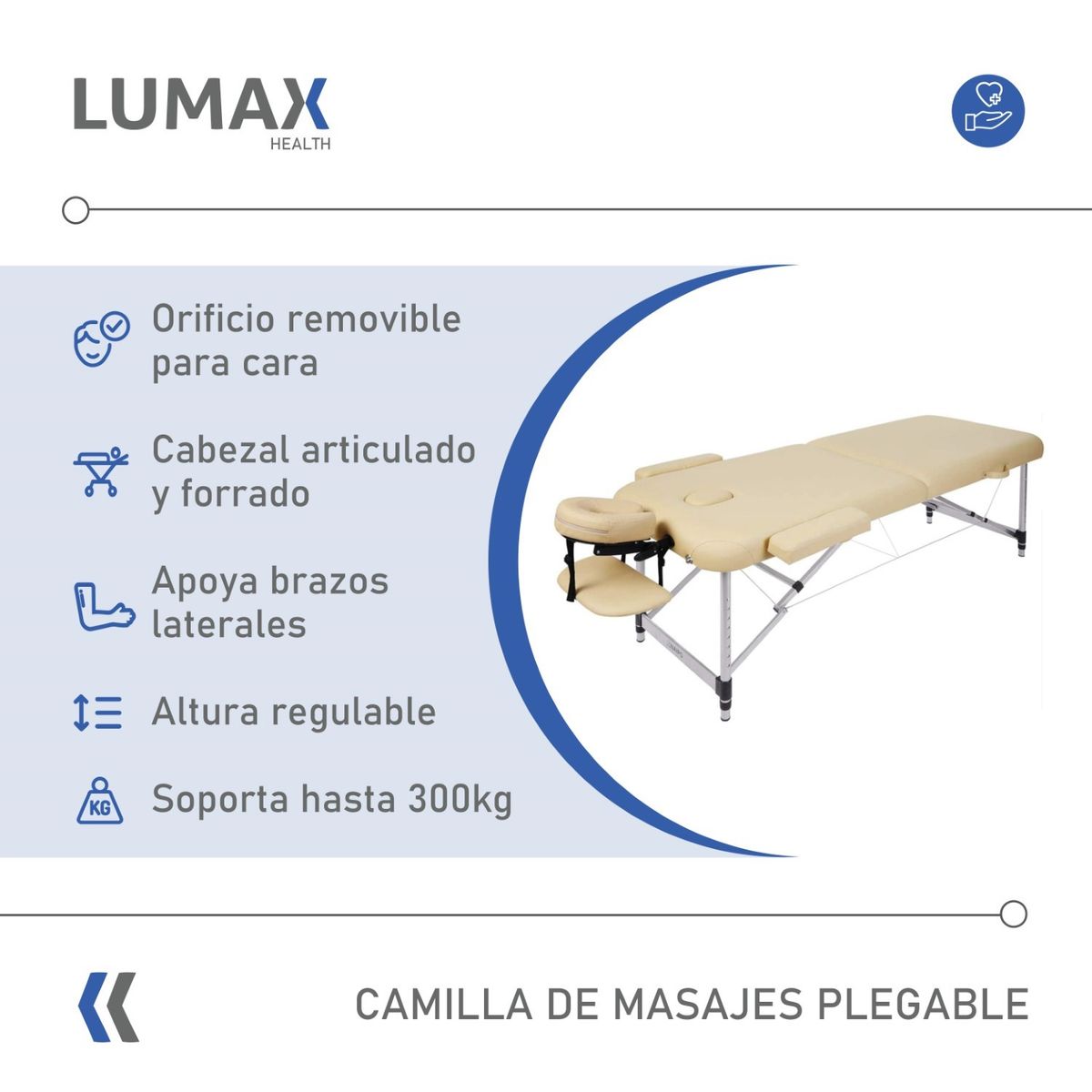 LUMAX - Camilla de Masajes de Aluminio Beige