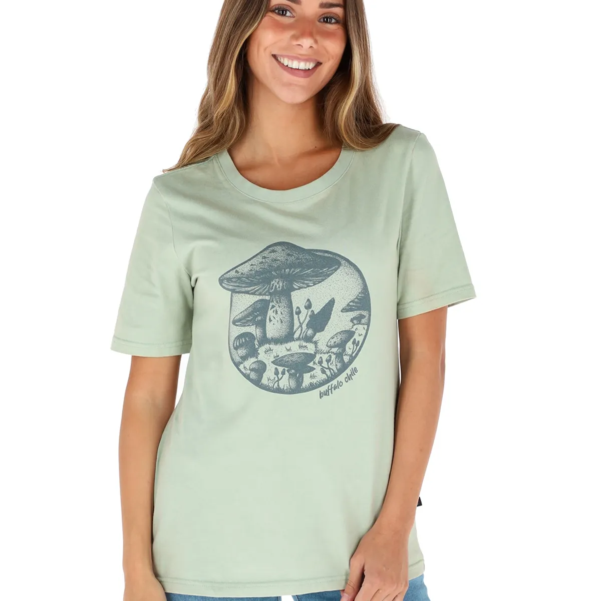BUFFALO CHILE - Polera Manga Corta Gibba Verde Mujer
