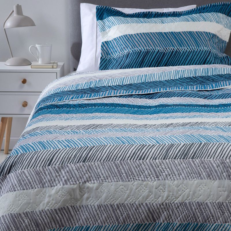 ZAHR - CUBRECAMA ESTAMPADO AZUL 1.5 PLAZA