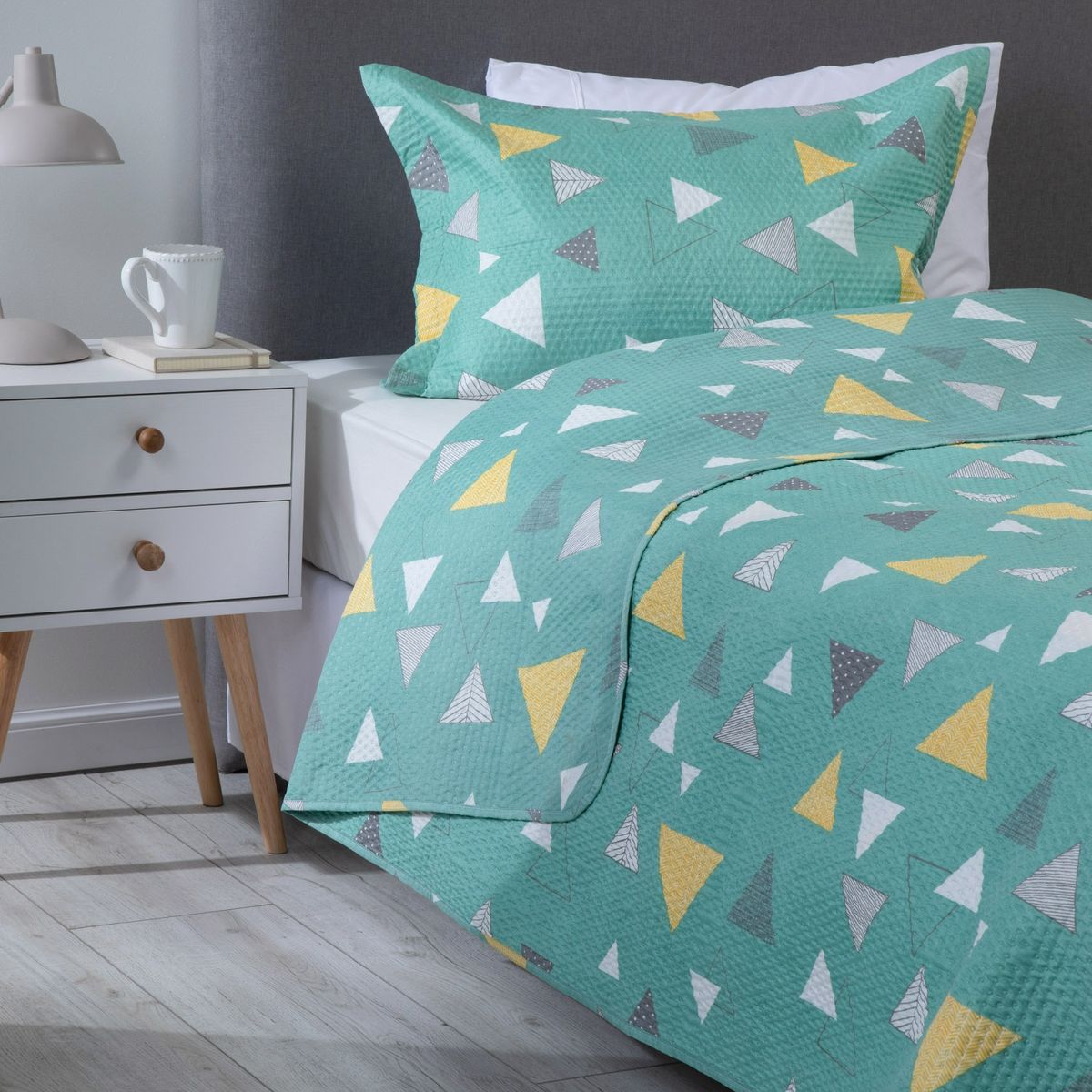 ZAHR - CUBRECAMA ESTAMPADO VERDE 1.5 PLAZA