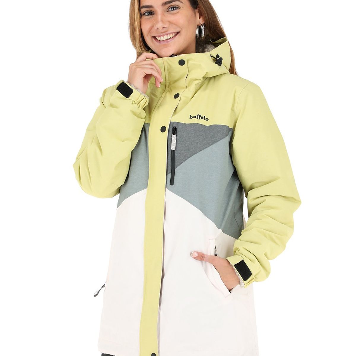 BUFFALO CHILE - Parka Impermeable Camaleon Amarillo - Lana Jaspeado Mujer