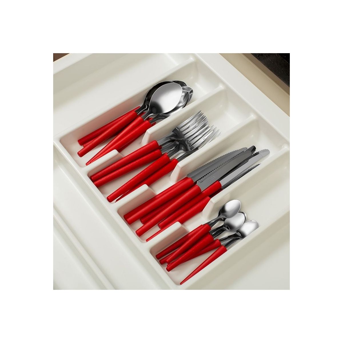 IMAHE - SET 24 CUBIERTOS ROJO CON RALLADOR IMAHE