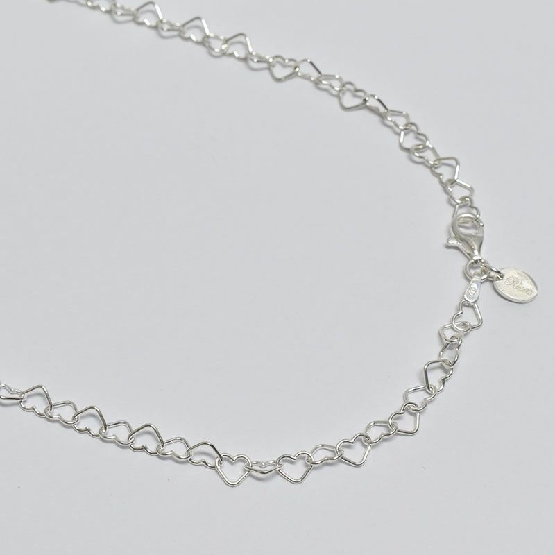 ROSETT - Cadena corazones 50 cm Plata ley 925