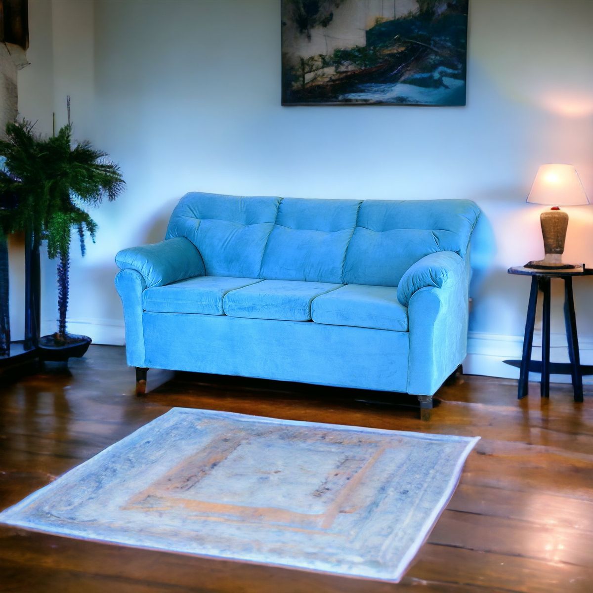 MUEBLES AMERICA - Sofá América 3 Cuerpos Tela Turquesa