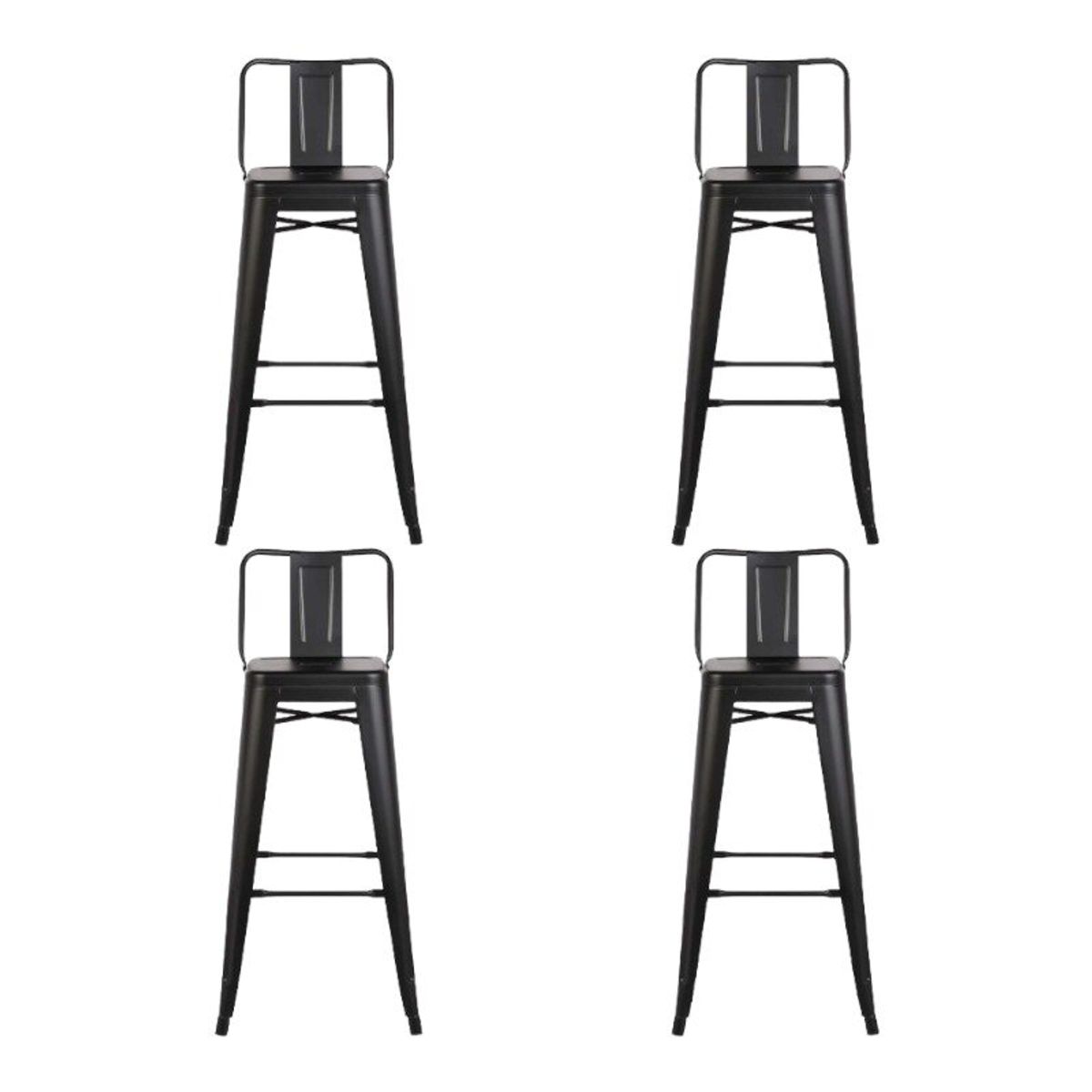 TOPDECO - Pack 4 Pisos Tolix Negro, Respaldo Bajo, Bar