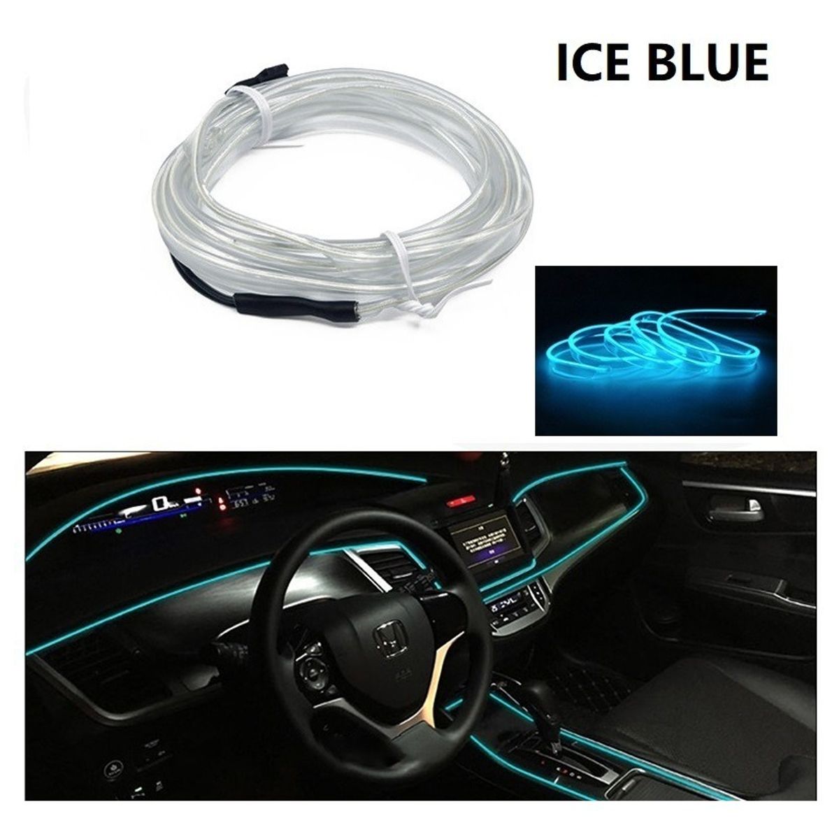 GENERICO - Hilo Neon Decorativo Luz Led 3M Interior Auto Tuning ICEBLUE