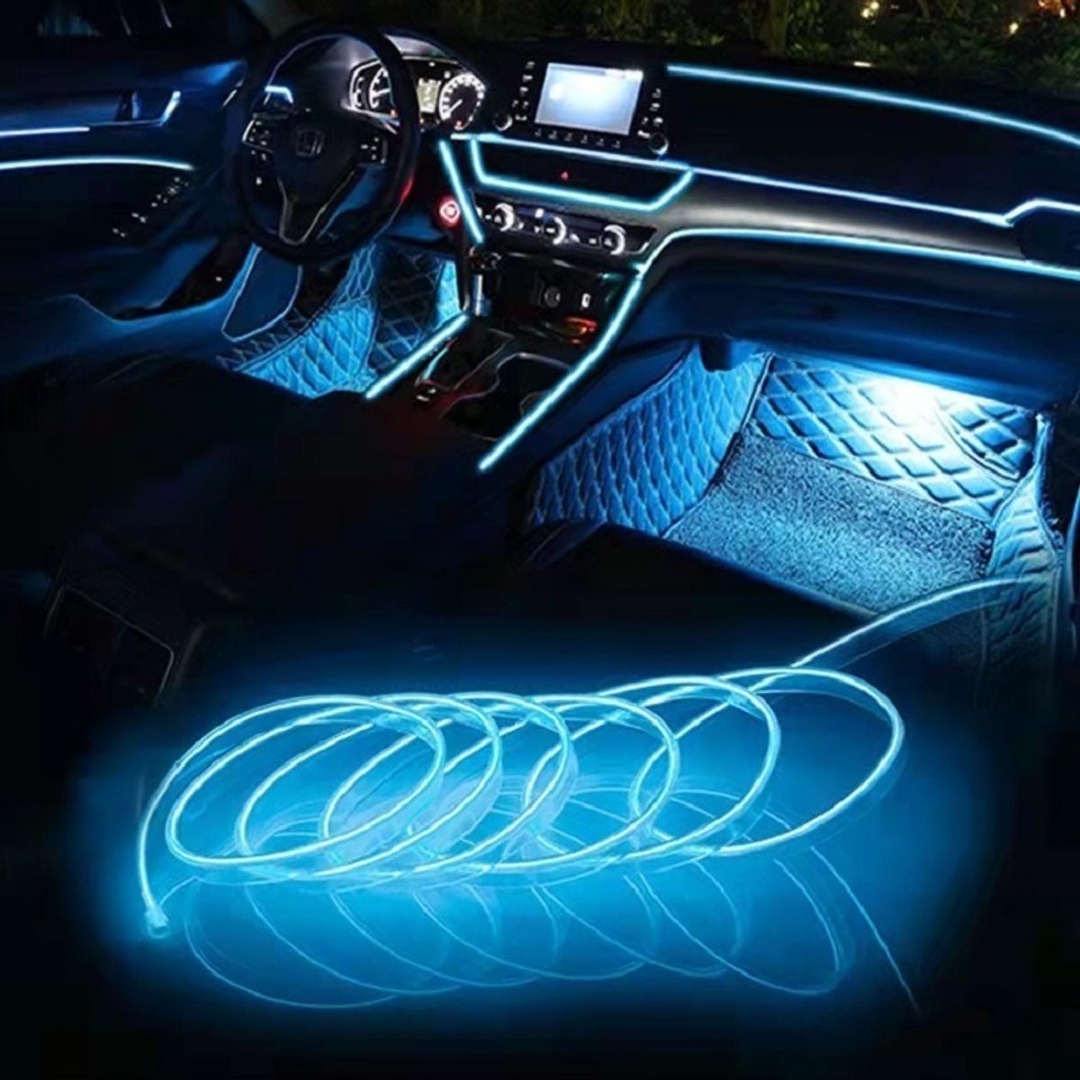 GENERICO - Hilo Neon Decorativo Luz Led 3M Interior Auto Tuning ICEBLUE