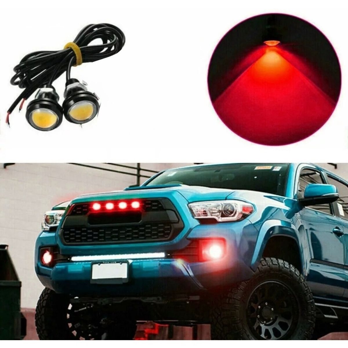 GENERICO - X2 Ojo D Águila Luces Led 23mm 9w Auto Tuning Universal ROJO