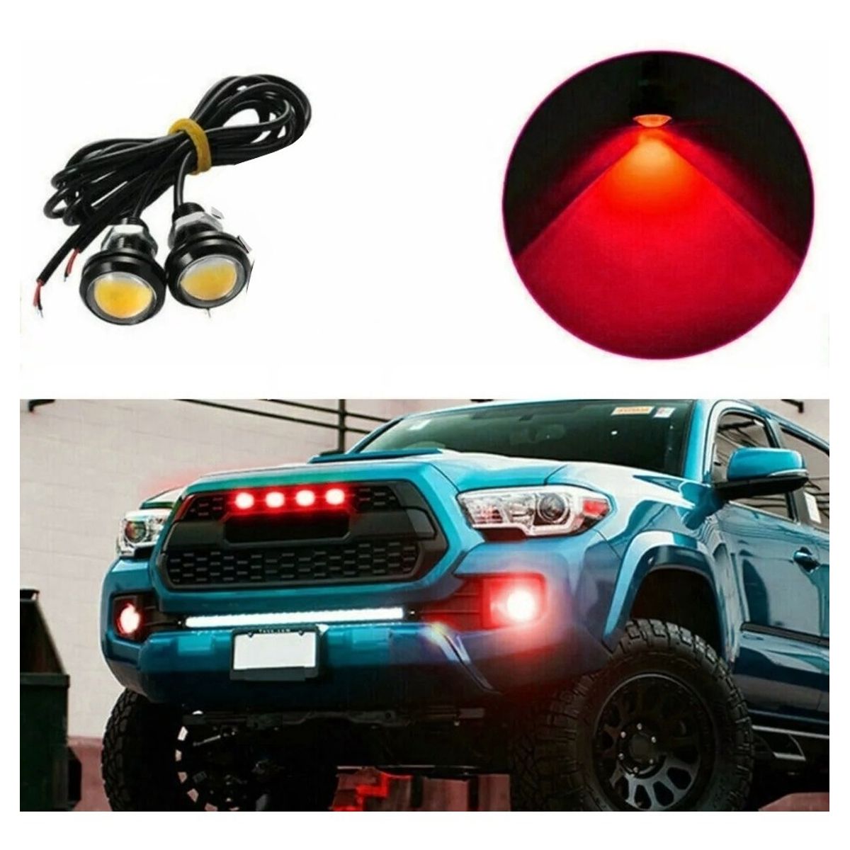 GENERICO - X2 Ojo D Águila Luces Led 23mm 9w Auto Tuning Universal ROJO
