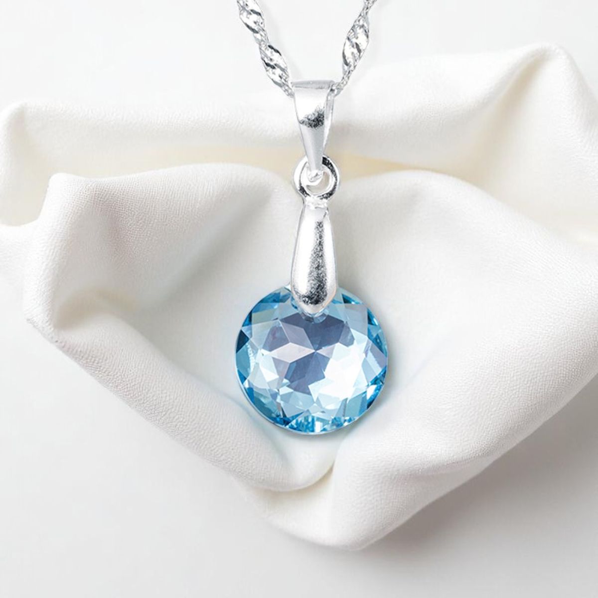 JOYAS MONTERO - Collar Gracia Plata 925 creado con cristales de Swarovski® Aquamerine