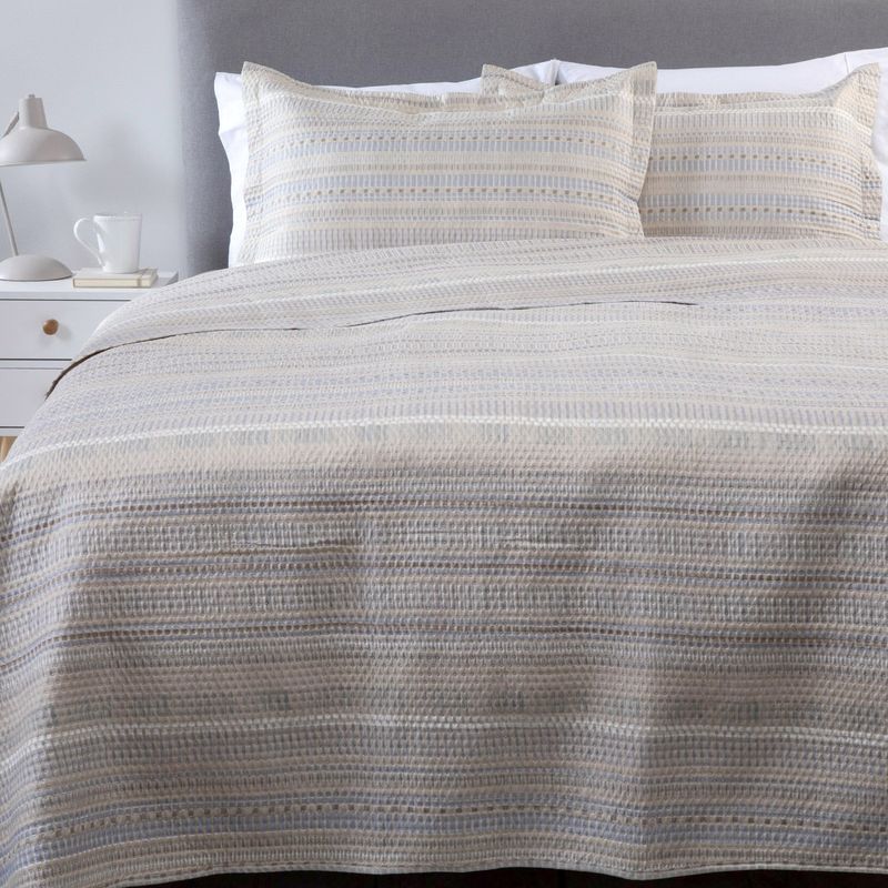 ZAHR - CUBRECAMA ESTAMPADO BEIGE 2 PLAZAS