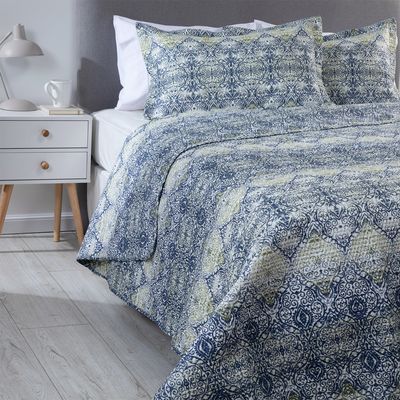 Imagen 2 del producto CUBRECAMA ESTAMPADO AZUL 2.5 PLAZAS