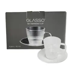 GLASSO - Set 4 Tazas Con Plato Espresso para Té o Café