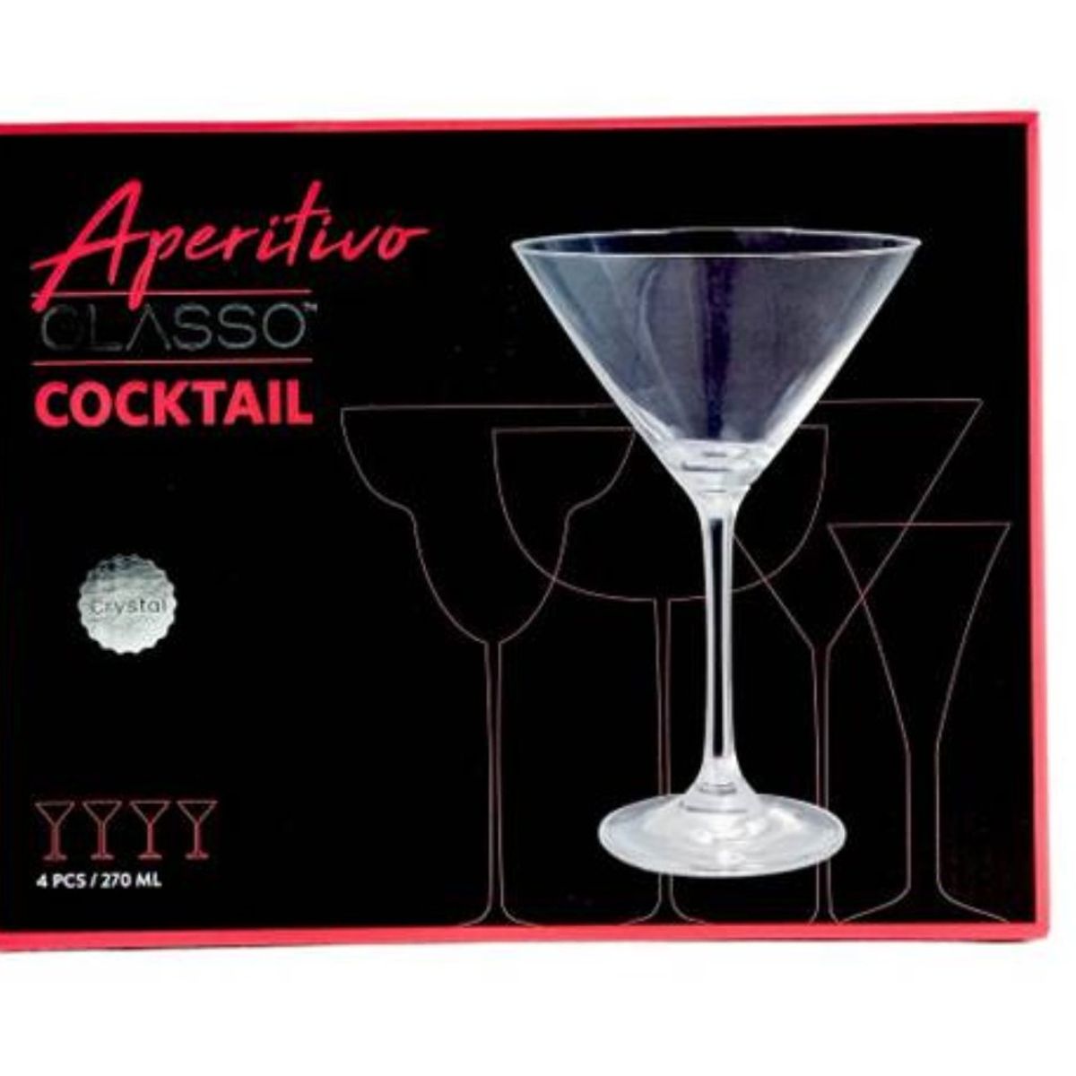 GLASSO - Set 4 Copas Martini 270 ml Glasso
