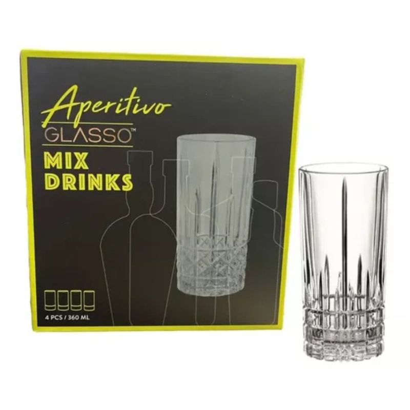 GLASSO - Set 4 Vasos 460 ml Mix Drinks Vintage Glasso